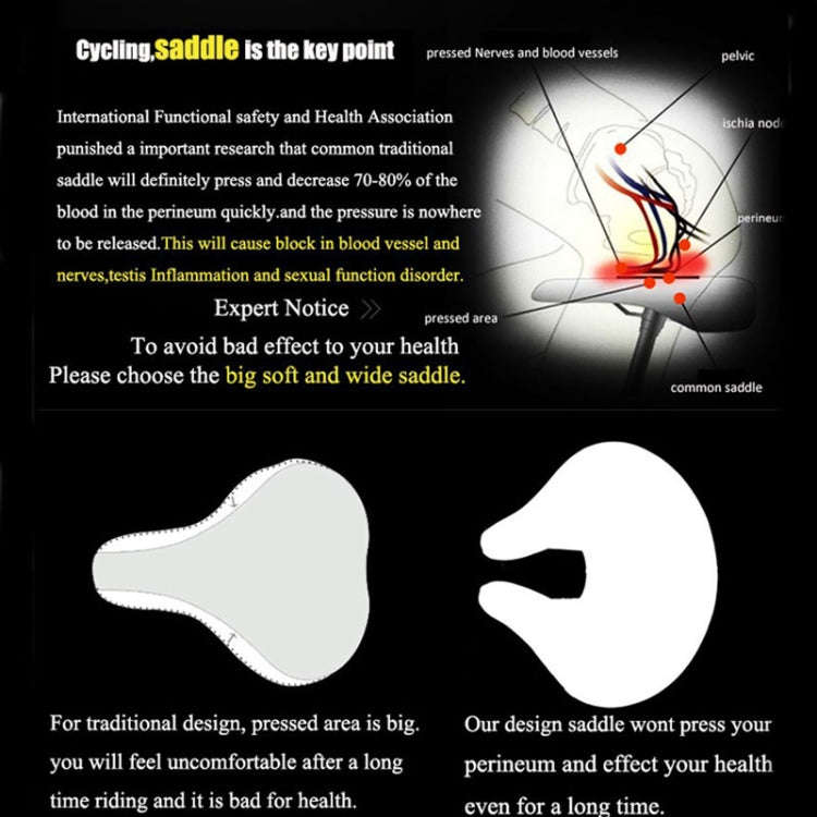 Noseless Bicycle Saddle Mountain Bike Thickened  Soft Cushion(Red)