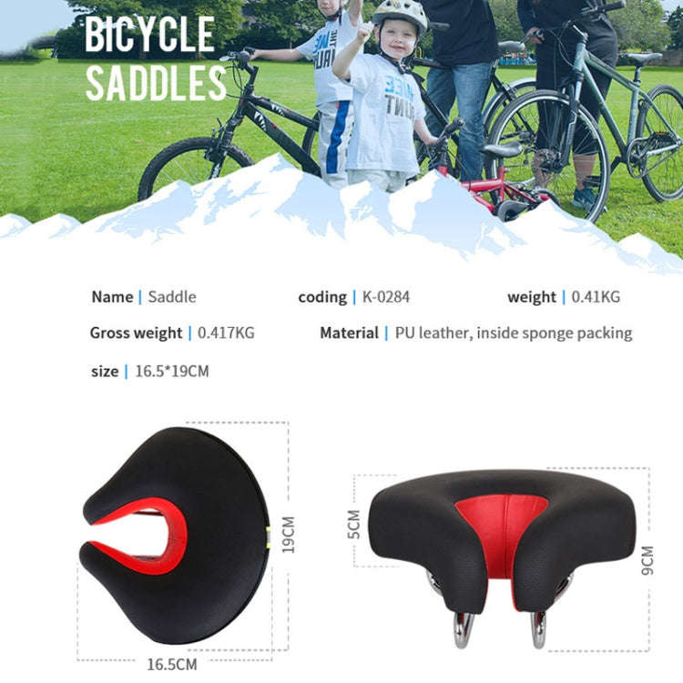 Noseless Bicycle Saddle Mountain Bike Thickened  Soft Cushion(Blue)