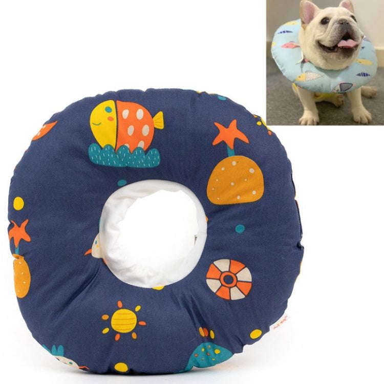 Cat Anti-Lick And Anti-Bite Soft Ring Dog Collar Pet Supplies, Size:XS(Deep Blue Underwater World)