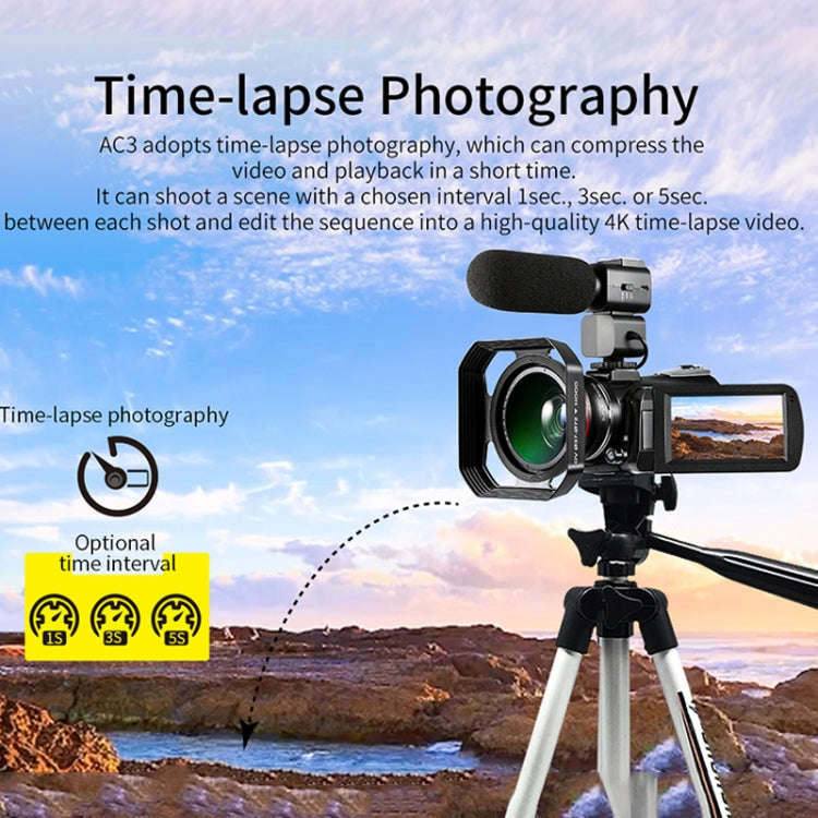 ORDRO AC3 3.1 inch IPS Screen 4K Full HD 13MP Night Vision WiFi Live Camcorder DV Digital Camera,...