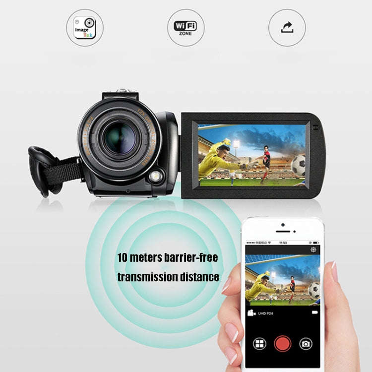 ORDRO AC5 4K HD Night Vision WiFi 12X Optical Zoom Digital Video DV Camera Camcorder, Style:Stand...