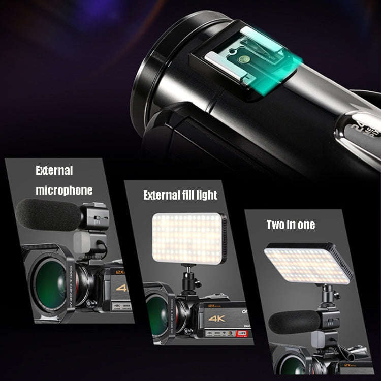 ORDRO AC5 4K HD Night Vision WiFi 12X Optical Zoom Digital Video DV Camera Camcorder, Style:Stand...