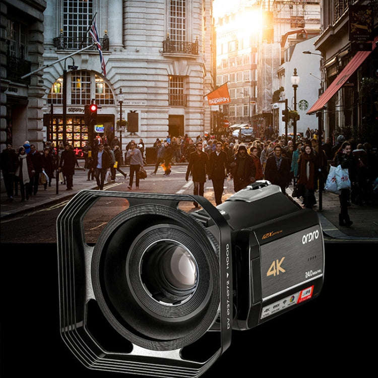 ORDRO AC5 4K HD Night Vision WiFi 12X Optical Zoom Digital Video DV Camera Camcorder, Style:Stand...