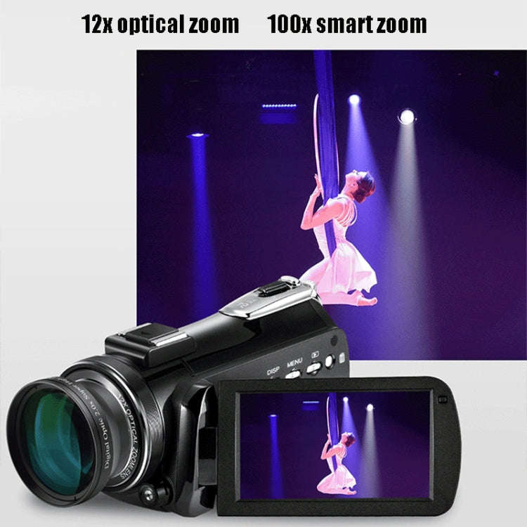 ORDRO AC5 4K HD Night Vision WiFi 12X Optical Zoom Digital Video DV Camera Camcorder, Style:Stand...