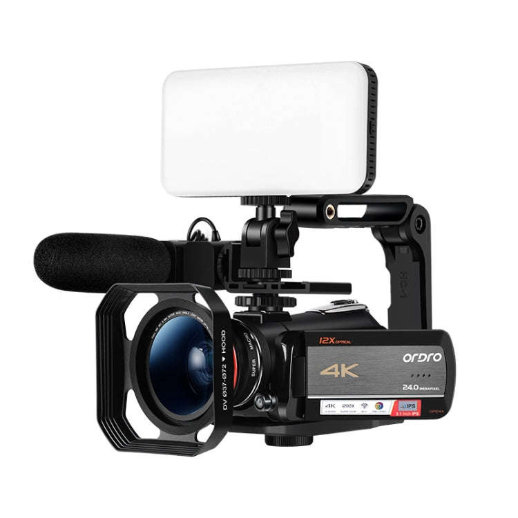 ORDRO AC5 4K HD Night Vision WiFi 12X Optical Zoom Digital Video DV Camera Camcorder, Style:Stand...