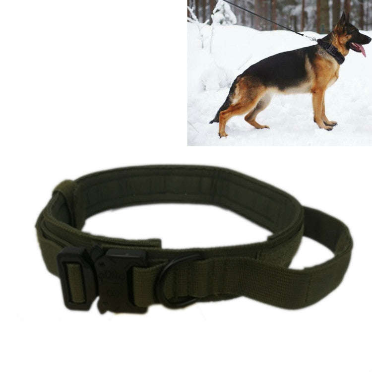 Nylon Thickened Large And Medium-Sized Dog Traction Collar Pet Collar, Size:M(Army Green)