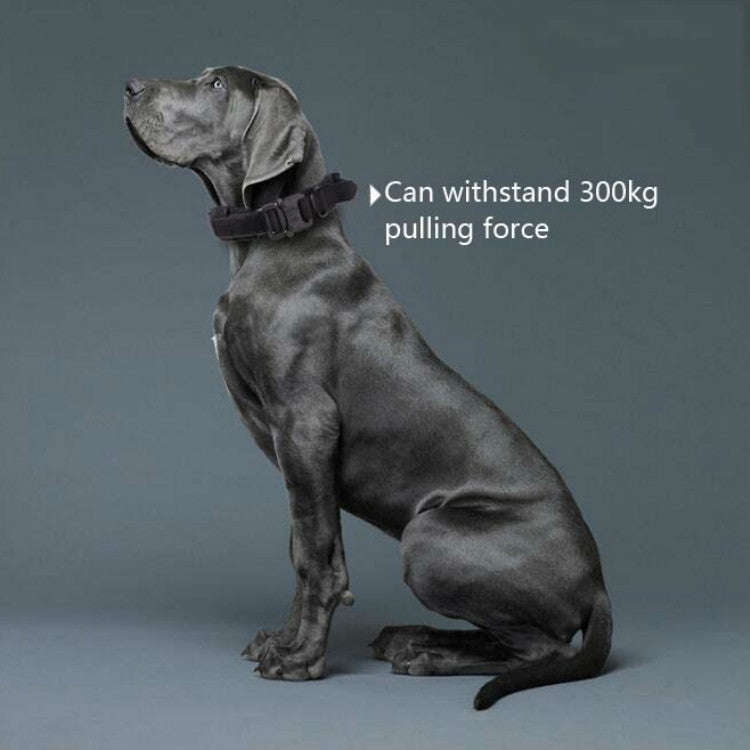Nylon Thickened Large And Medium-Sized Dog Traction Collar Pet Collar, Size:M(Khaki+Light Button)