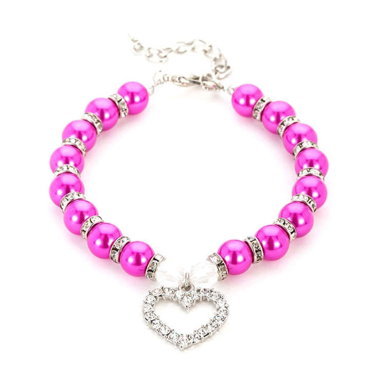 Pet Supplies Pearl Necklace Pet Collars Cat and Dog Accessories, Size:M(Purple Red)