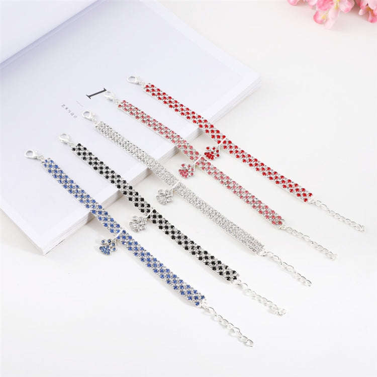 Pet Collar Diamond Elastic Cat And Dog Necklace Jewelry, Size:L(White)
