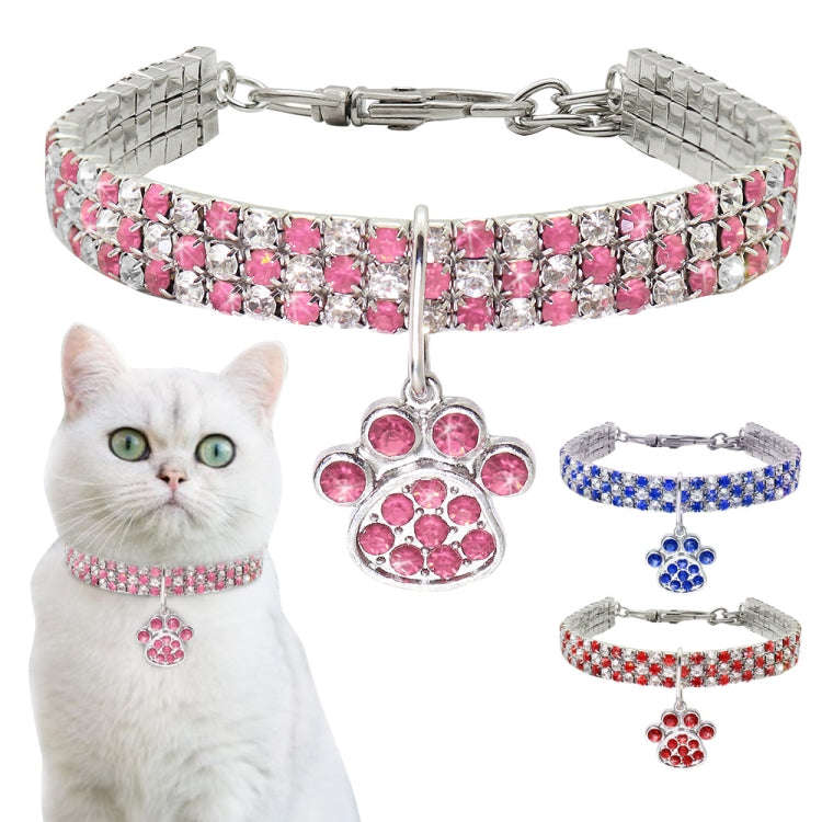 Pet Collar Diamond Elastic Cat And Dog Necklace Jewelry, Size:L(White)