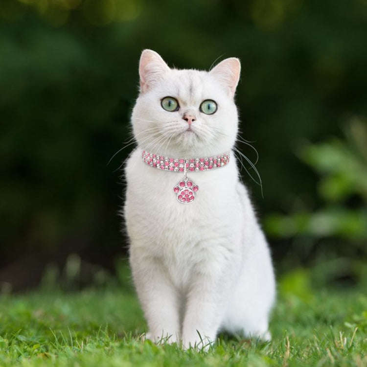 Pet Collar Diamond Elastic Cat And Dog Necklace Jewelry, Size:L(White)