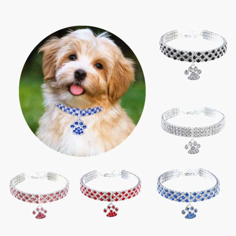 Pet Collar Diamond Elastic Cat And Dog Necklace Jewelry, Size:L(White)