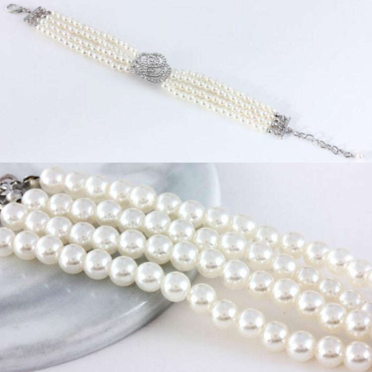 Pearl Dot Diamond Rose Flower Pet Decoration Supplies, Size: L(White)