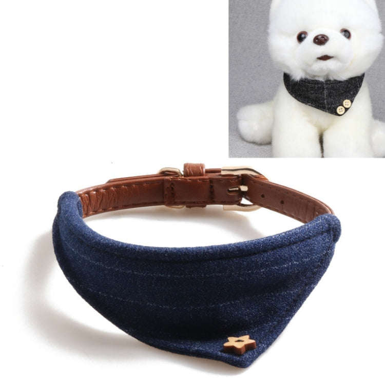 Dog Collars Pet PU Triangle Collars, Specification: 1.3x42cm(Blue)