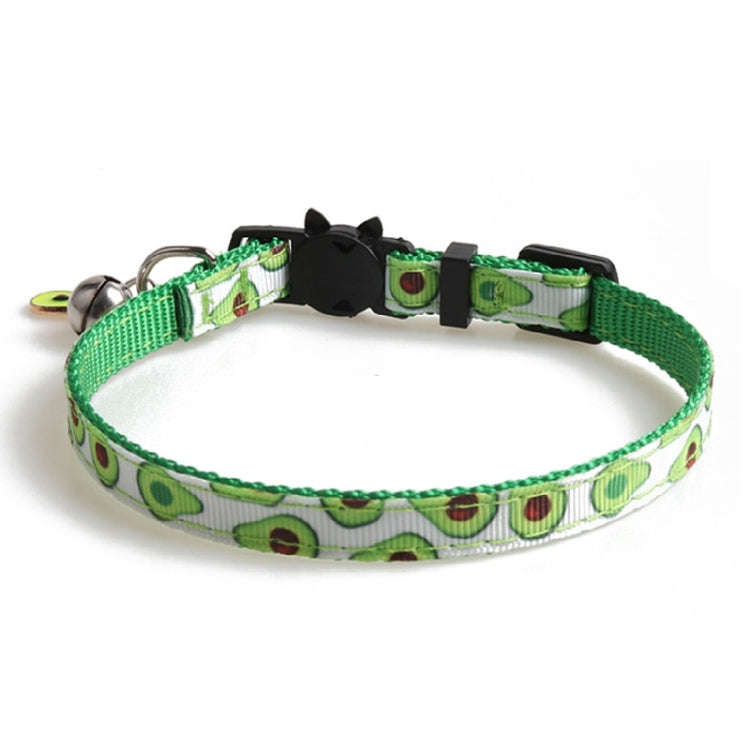 Pet Webbing Fruit Cat Collar With Fruit Accessories Bell Pet Collar, Size:1x28cm(Avocado)