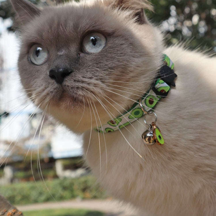 Pet Webbing Fruit Cat Collar With Fruit Accessories Bell Pet Collar, Size:1x28cm(Avocado)