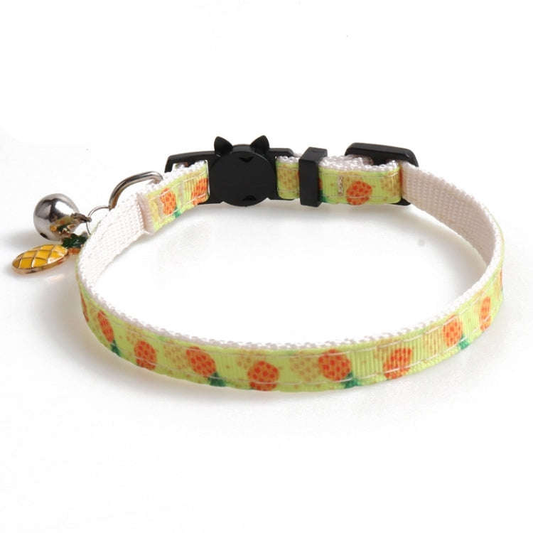 Pet Webbing Fruit Cat Collar With Fruit Accessories Bell Pet Collar, Size:1x28cm(Pineapple)