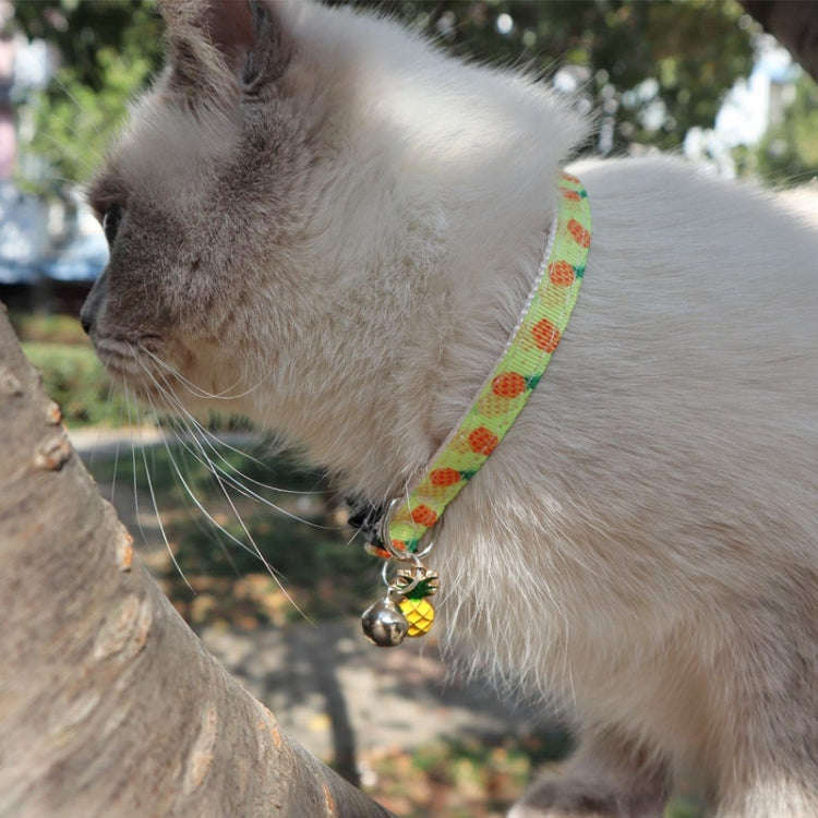 Pet Webbing Fruit Cat Collar With Fruit Accessories Bell Pet Collar, Size:1x28cm(Pineapple)