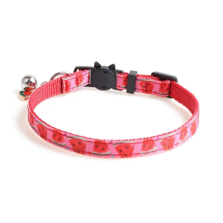 Pet Webbing Fruit Cat Collar With Fruit Accessories Bell Pet Collar, Size:1x28cm(Watermelon)