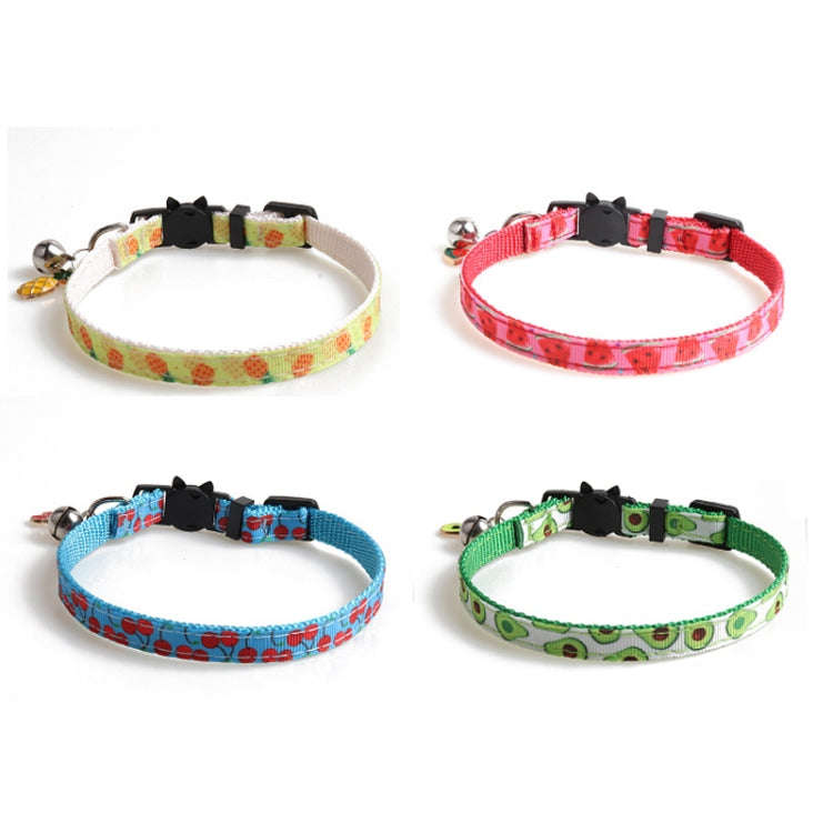 Pet Webbing Fruit Cat Collar With Fruit Accessories Bell Pet Collar, Size:1x28cm(Cherry)