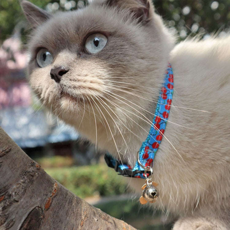 Pet Webbing Fruit Cat Collar With Fruit Accessories Bell Pet Collar, Size:1x28cm(Cherry)