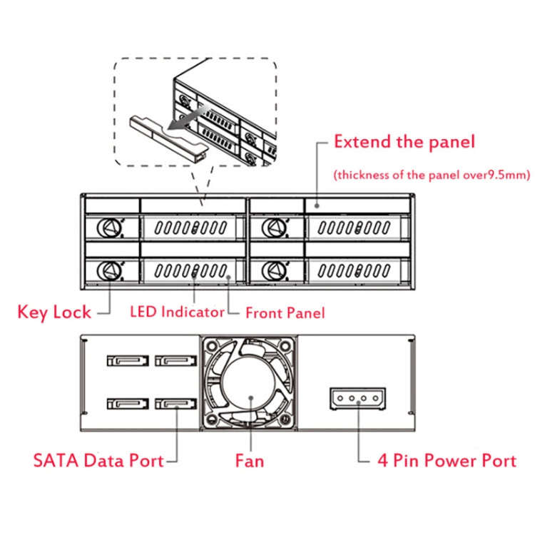 OImaster MR-6401 Four-Bay Chassis Built-In Optical Drive Hard Disk Box