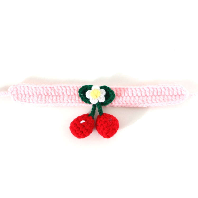 Pet Handmade Knitted Wool Cherry Cat Dog Collar Bib Adjustable Necklace, Specification: S 20-25cm...