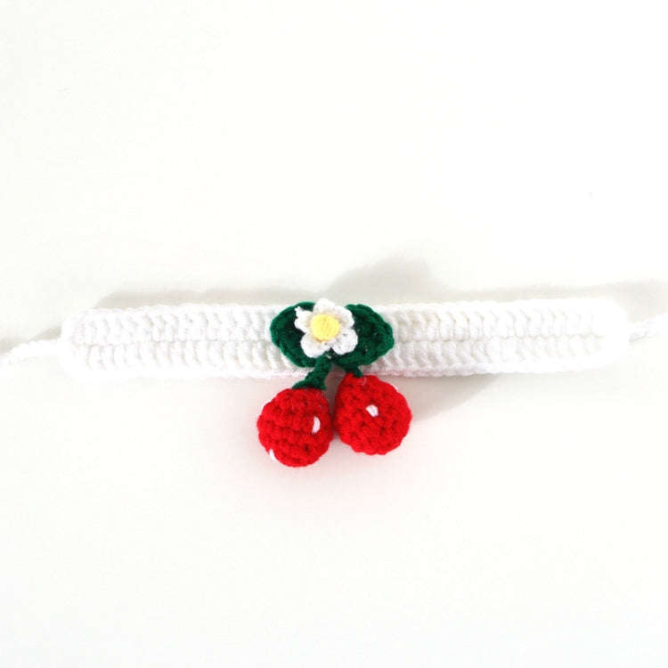 Pet Handmade Knitted Wool Cherry Cat Dog Collar Bib Adjustable Necklace, Specification: S 20-25cm...