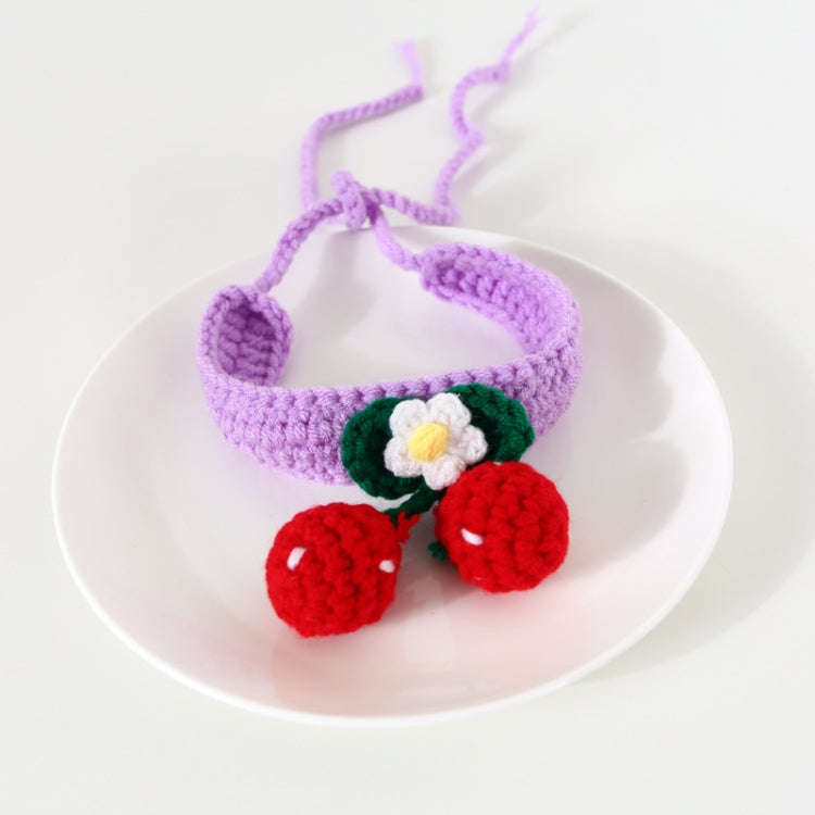 Pet Handmade Knitted Wool Cherry Cat Dog Collar Bib Adjustable Necklace, Specification: S 20-25cm...