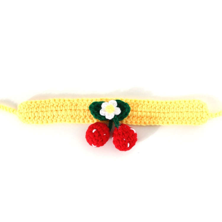 Pet Handmade Knitted Wool Cherry Cat Dog Collar Bib Adjustable Necklace, Specification: M 25-30cm...