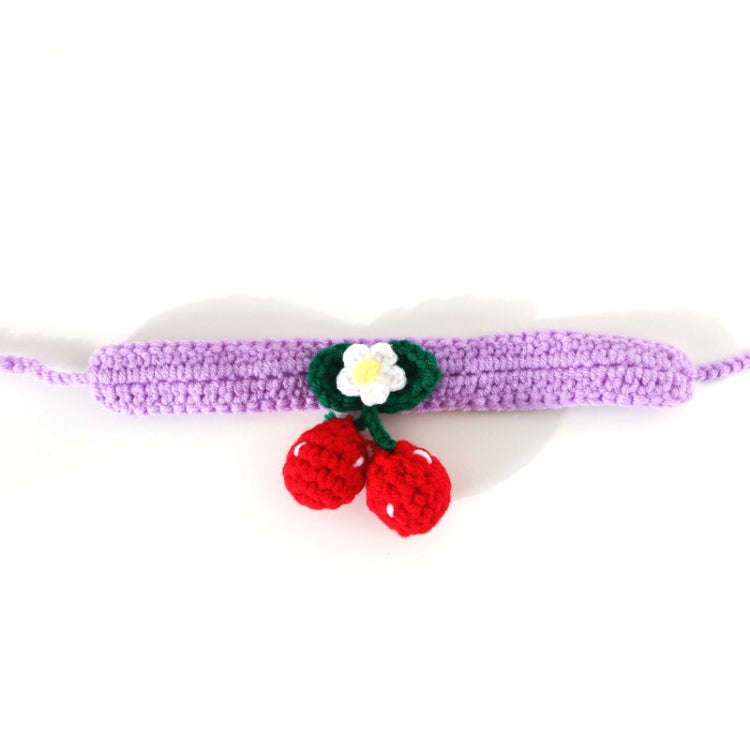 Pet Handmade Knitted Wool Cherry Cat Dog Collar Bib Adjustable Necklace, Specification: M 25-30cm...