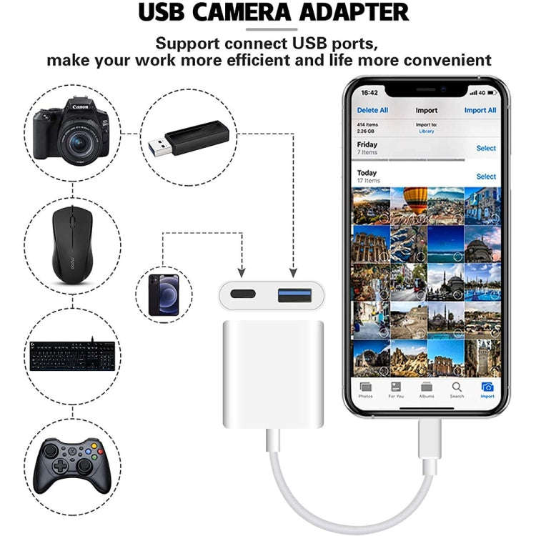 8 Pin To USB2.0+8 Pin Interface OTG Sdapter, Support IOS System(Upgrade)