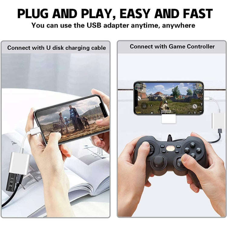 8 Pin To USB2.0+8 Pin Interface OTG Sdapter, Support IOS System(Upgrade)