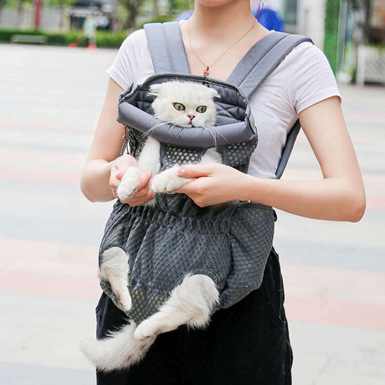Doglemi Pet Outing Backpack Dog Shoulder Chest Bag Breathable Mesh Dog Cat Bag, Size:M(Gray)