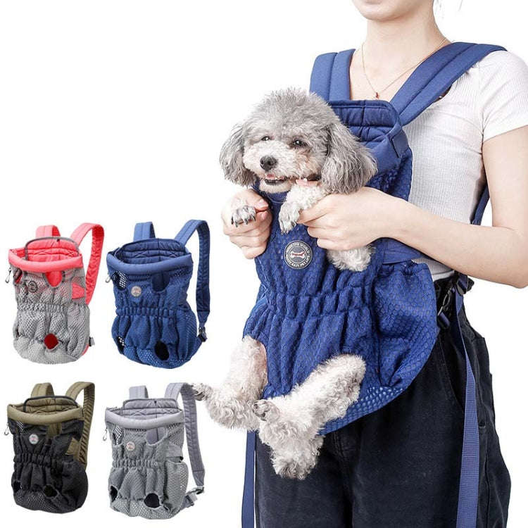 Doglemi Pet Outing Backpack Dog Shoulder Chest Bag Breathable Mesh Dog Cat Bag, Size:M(Blue)