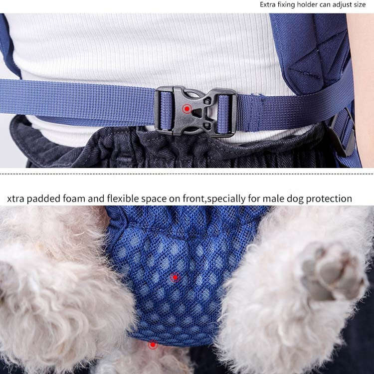 Doglemi Pet Outing Backpack Dog Shoulder Chest Bag Breathable Mesh Dog Cat Bag, Size:M(Blue)