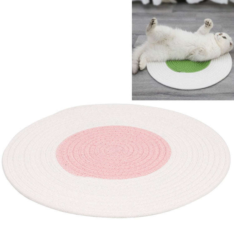Pet Cat Litter Cotton Thread Woven Cat Grinding Claw Mattress Cool Cat Scratching Blanket(Pink)