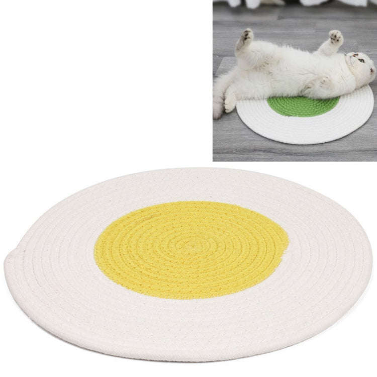 Pet Cat Litter Cotton Thread Woven Cat Grinding Claw Mattress Cool Cat Scratching Blanket(Yellow)