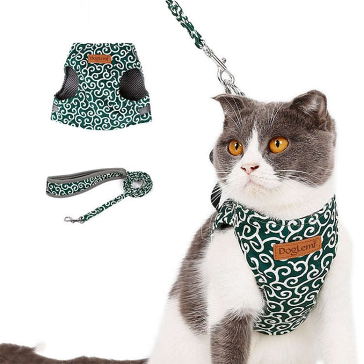 DogLemi Pet Cat Traction Rope Chest Harness Vest Type Traction Suit Cat Walking Rope, Size:XS(Green)