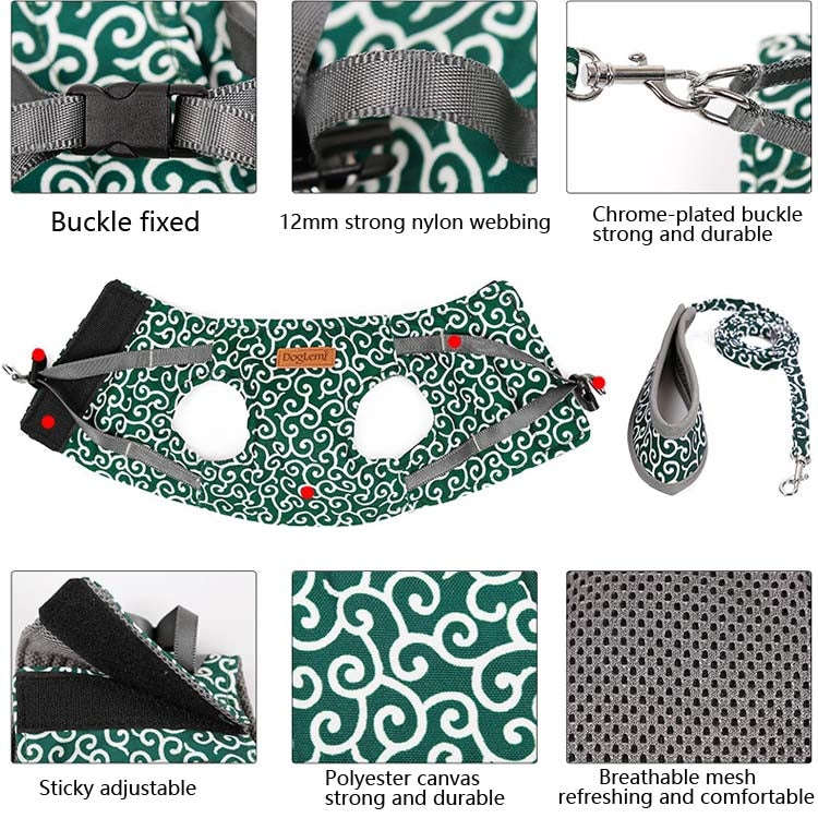 DogLemi Pet Cat Traction Rope Chest Harness Vest Type Traction Suit Cat Walking Rope, Size:S(Green)