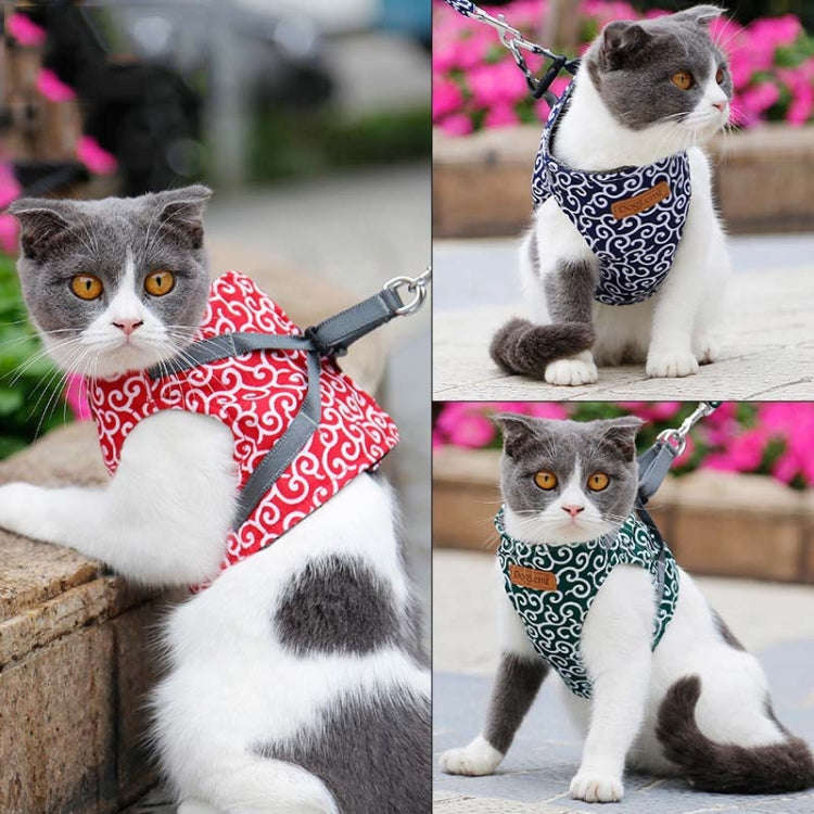 DogLemi Pet Cat Traction Rope Chest Harness Vest Type Traction Suit Cat Walking Rope, Size:S(Green)