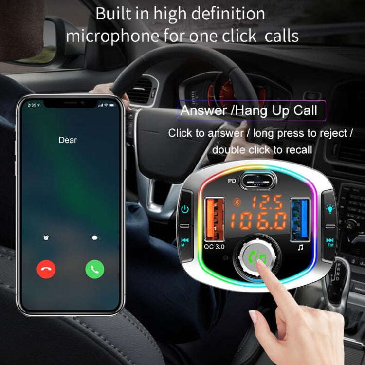 BC63 Colorful Car Card MP3 Player Multifunctional Bluetooth Receiver U Disk Charger Car Cigarette...