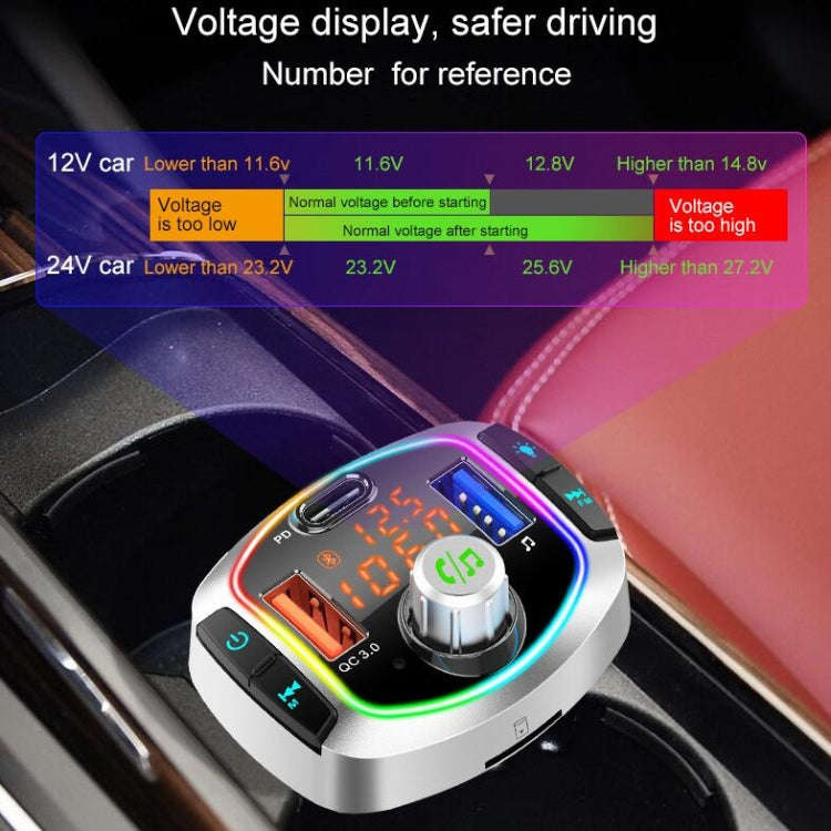 BC63 Colorful Car Card MP3 Player Multifunctional Bluetooth Receiver U Disk Charger Car Cigarette...