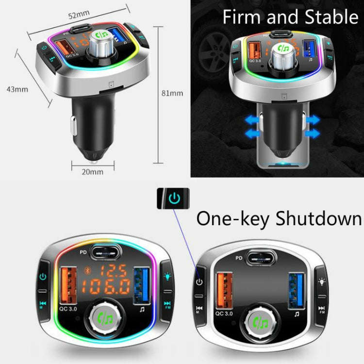 BC63 Colorful Car Card MP3 Player Multifunctional Bluetooth Receiver U Disk Charger Car Cigarette...