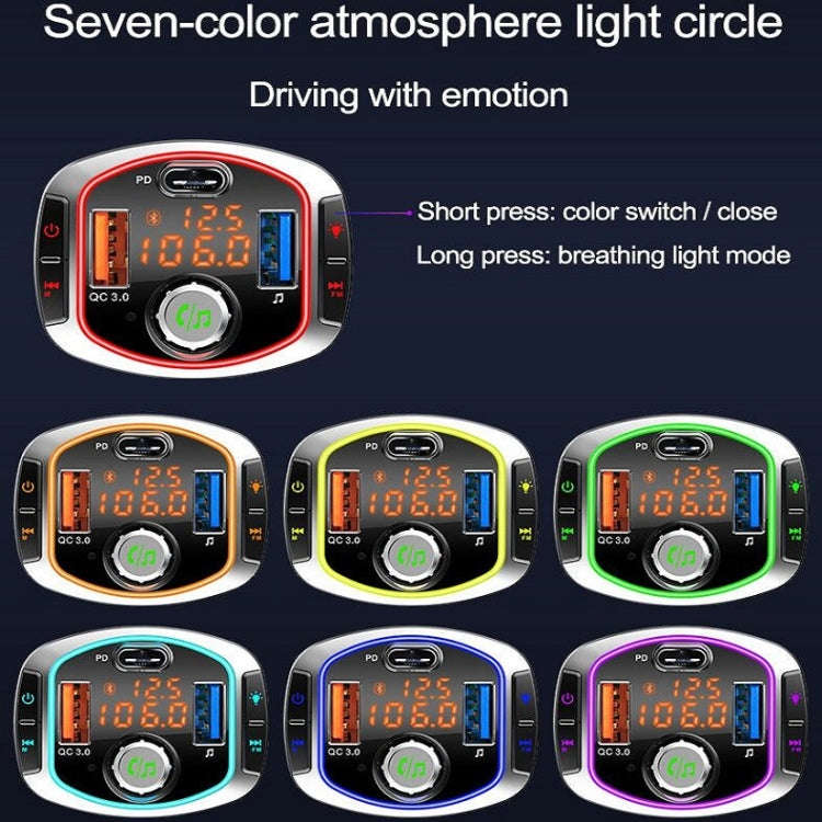 BC63 Colorful Car Card MP3 Player Multifunctional Bluetooth Receiver U Disk Charger Car Cigarette...