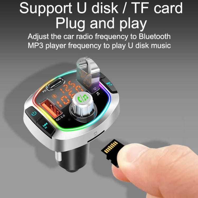 BC63 Colorful Car Card MP3 Player Multifunctional Bluetooth Receiver U Disk Charger Car Cigarette...