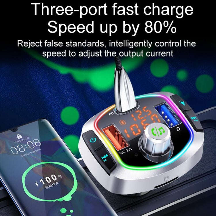 BC63 Colorful Car Card MP3 Player Multifunctional Bluetooth Receiver U Disk Charger Car Cigarette...