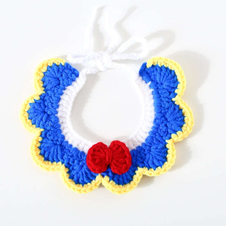 Handmade Woolen Knitting Adjustable Flower Bow Knot Cat Dog Bib Accessories Collar, Size:M 25-35c...