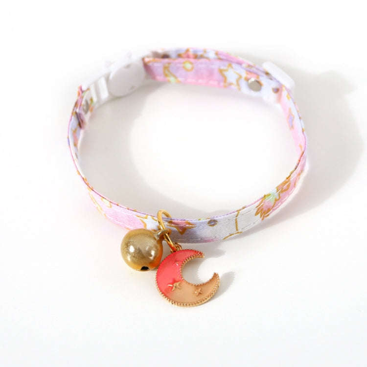 Adjustable Cat Dog Rabbit Safety Buckle Collar Pet Accessories, Size:S 17-32cm, Style:Moon(Pink)