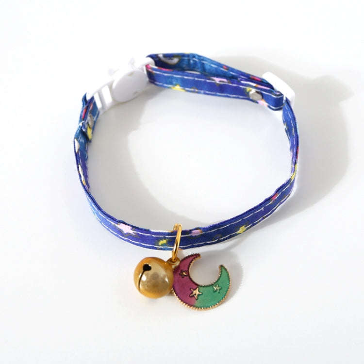 Adjustable Cat Dog Rabbit Safety Buckle Collar Pet Accessories, Size:S 17-32cm, Style:Moon(Blue)